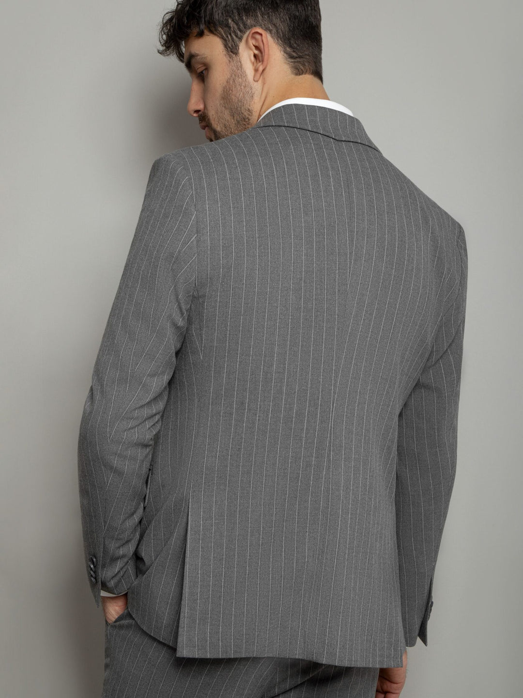 Formal Men's 3 Pieces Mens Suit Notch Lapel Striped Tuxedos (Blazer+Vest+Pants) mens event wear