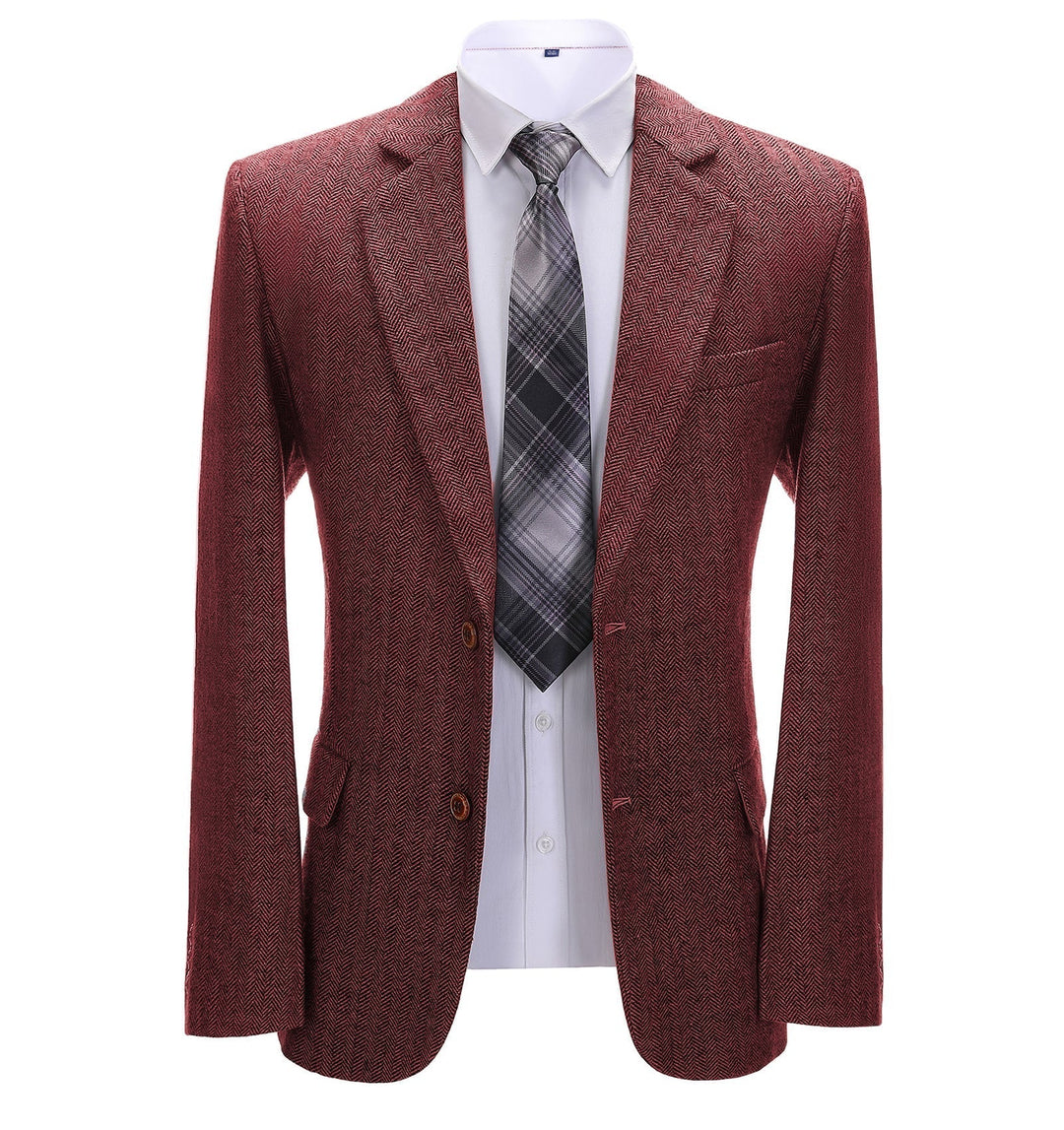 Formal Men's Herringbone Notch Lapel Blazer Business Jacket mens event wear