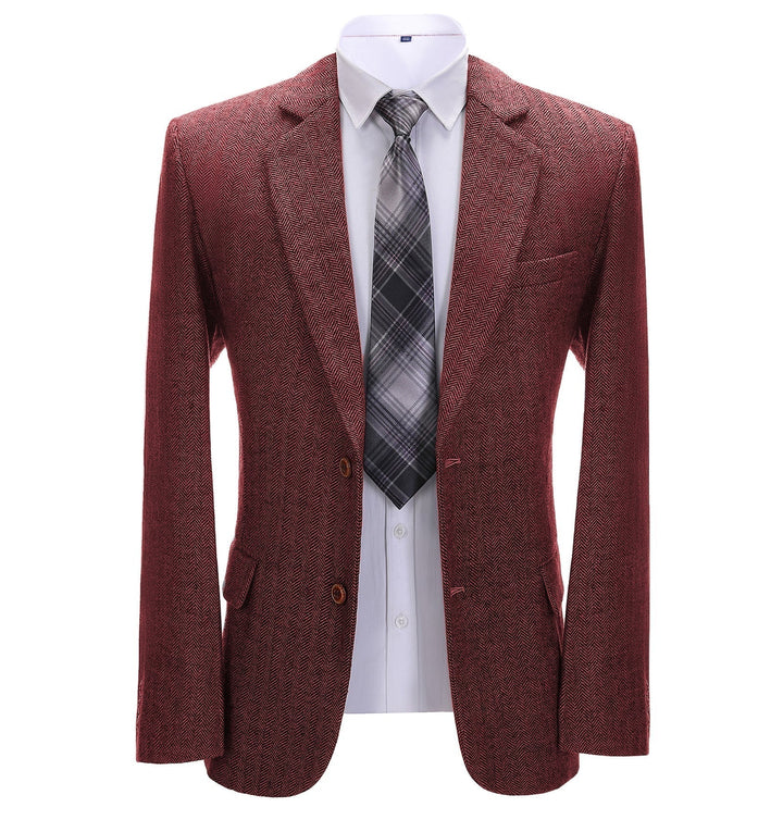 Formal Men's Herringbone Notch Lapel Blazer Business Jacket mens event wear