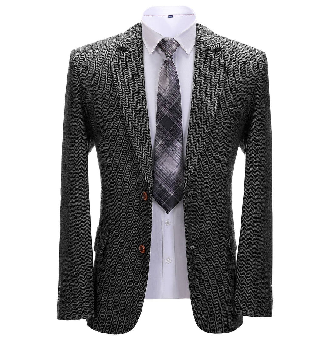 Formal Men's Herringbone Notch Lapel Blazer Business Jacket mens event wear