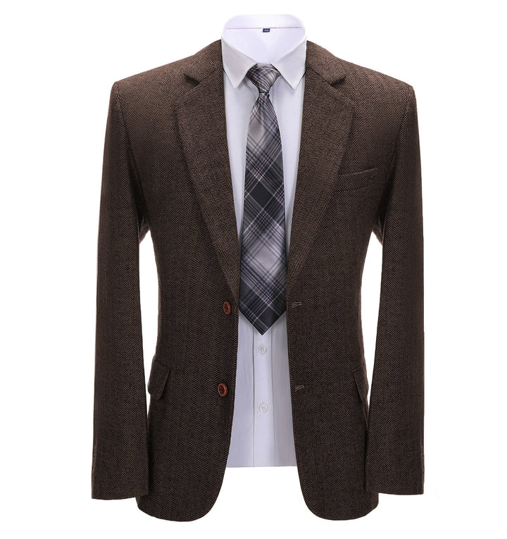 Formal Men's Herringbone Notch Lapel Blazer Business Jacket mens event wear