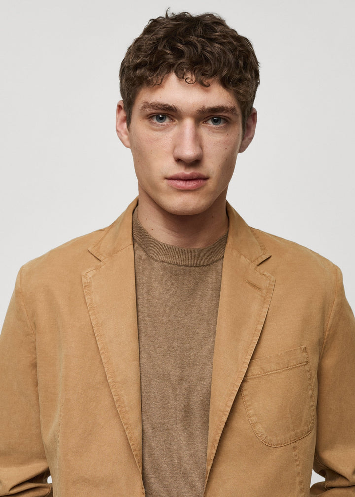 Formal Men's Regular Linen Notch Lapel Blazer for Weddings mens event wear