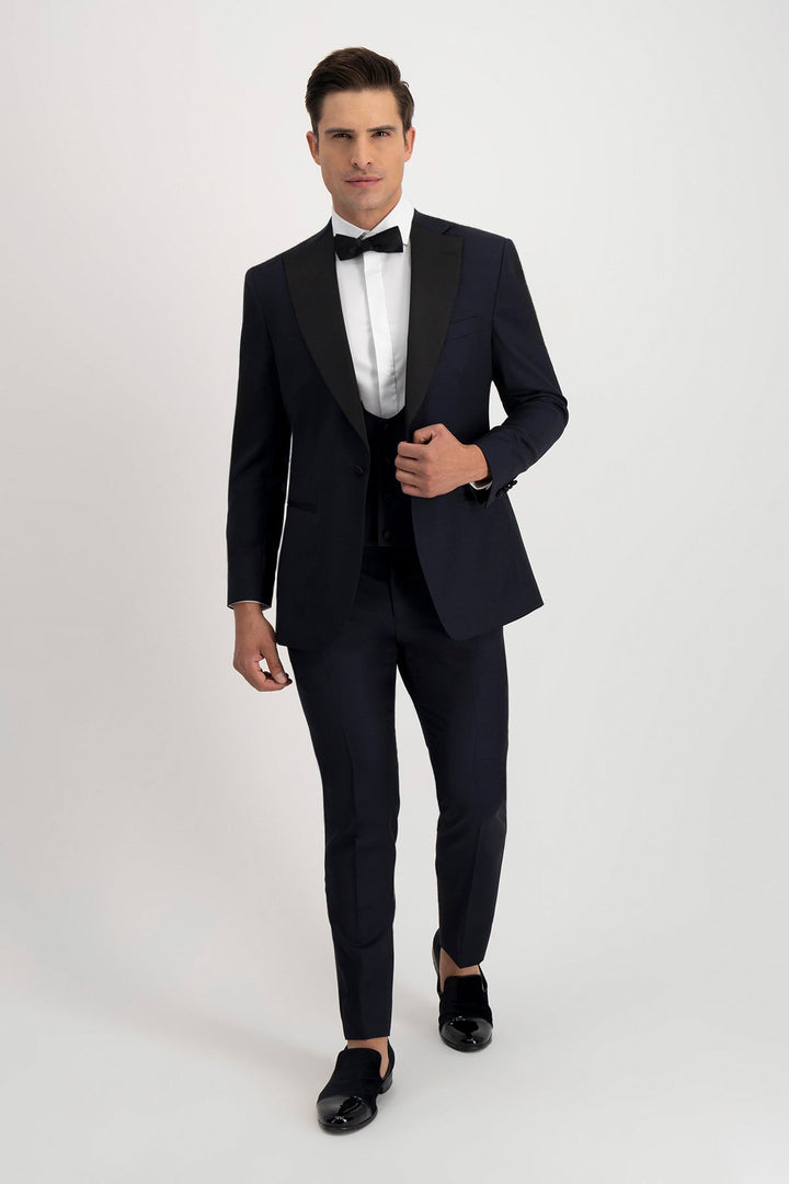 Formal Men's Suit 3 Piece Peak Lapel Solid Color Tuxedo Wedding (Blazer + Vest + Pants) mens event wear