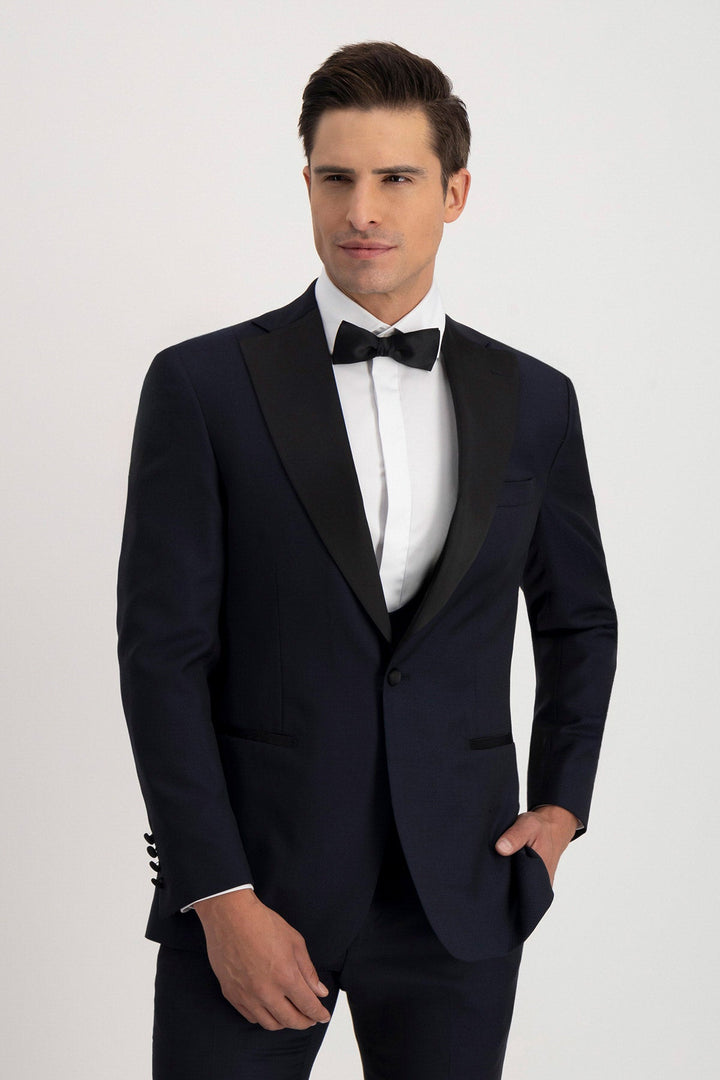 Formal Men's Suit 3 Piece Peak Lapel Solid Color Tuxedo Wedding (Blazer + Vest + Pants) mens event wear