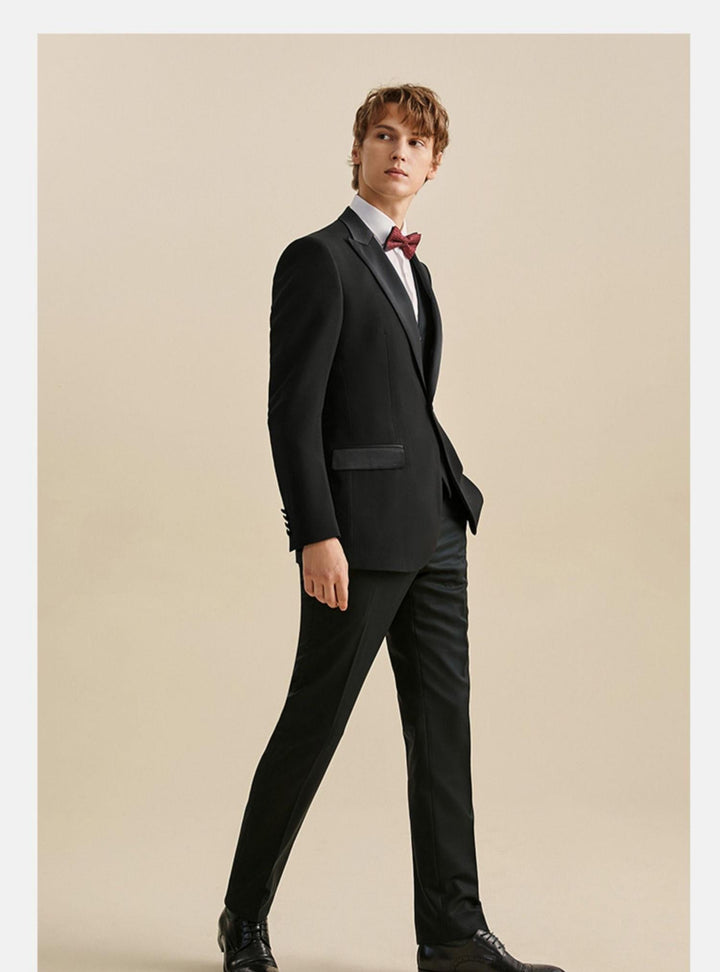 Formal Men's Suits Slim Fit 3 Pieces Peak Lapel Tuxedos (Blazer + Vest + Pant) mens event wear
