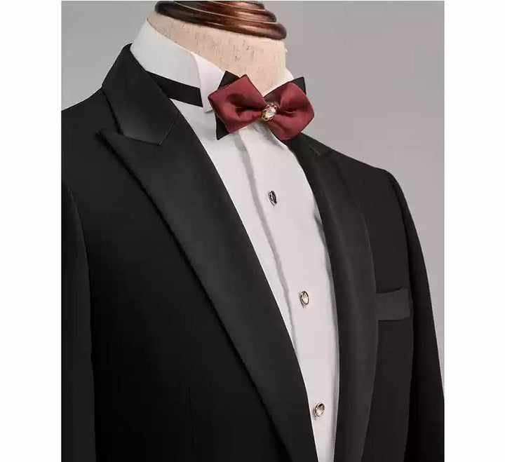 Formal Men's Suits Slim Fit 3 Pieces Peak Lapel Tuxedos (Blazer + Vest + Pant) mens event wear