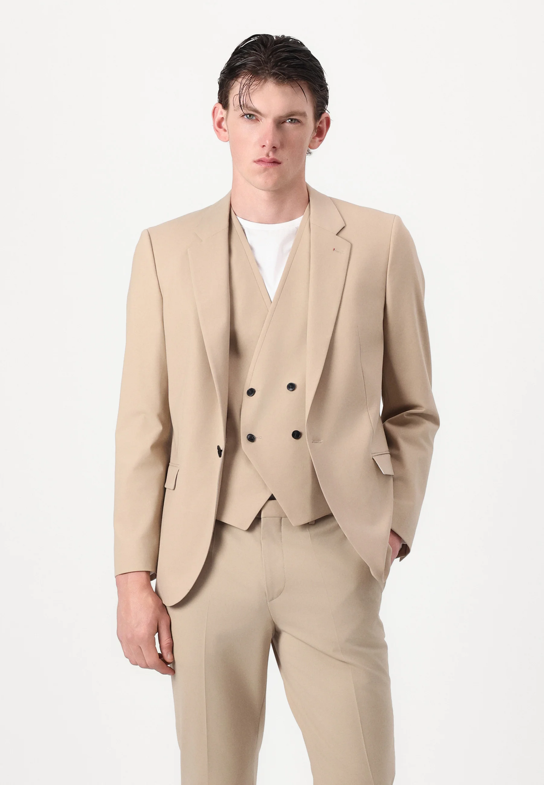 Formal Men's Suits Slim Fit 3 Pieces Peak Lapel Tuxedos (Blazer+Vest+ Pant) mens event wear