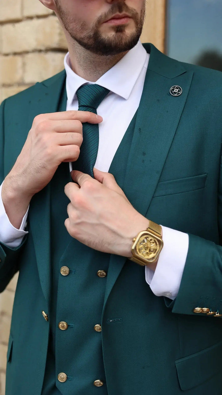 Formal Men's Suits Slim Fit 3 Pieces Peak Lapel Tuxedos (Blazer+Vest+ Pant) mens event wear