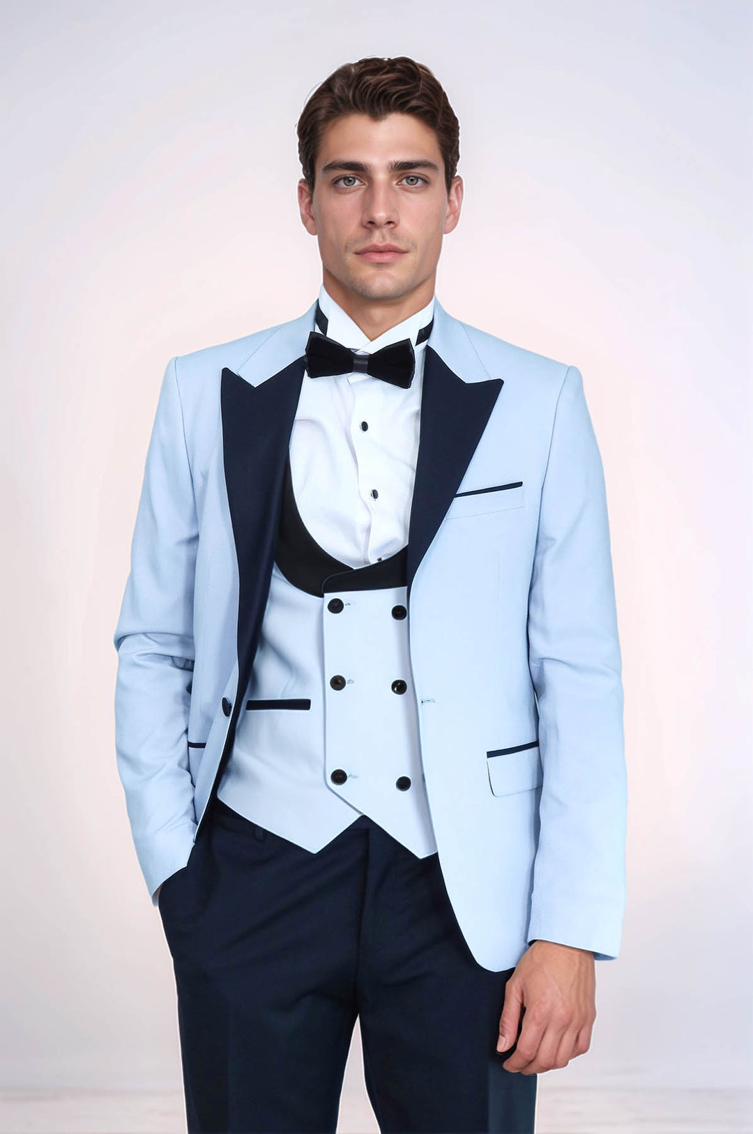 Formal Men's Suits Slim Fit 3 Pieces Peak Lapel Tuxedos For Prom(Blazer+Vest+ Pant) mens event wear
