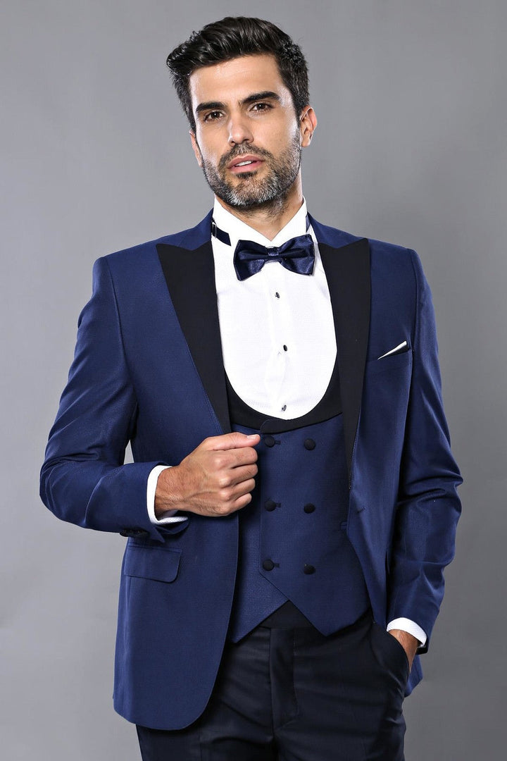 Formal Men's Suits Slim Fit 3 Pieces Peak Lapel Tuxedos For Prom(Blazer+Vest+ Pant) mens event wear