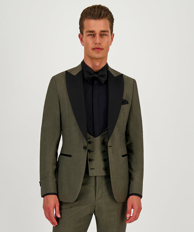 Formal Men's Suits Slim Fit 3 Pieces Peak Lapel Tuxedos For Prom(Blazer+Vest+ Pant) mens event wear