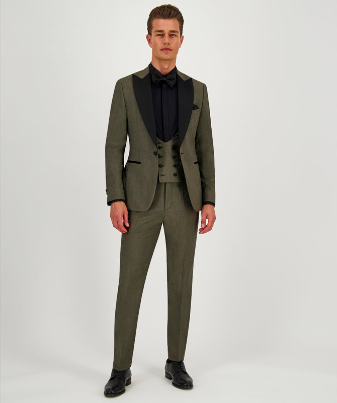 Formal Men's Suits Slim Fit 3 Pieces Peak Lapel Tuxedos For Prom(Blazer+Vest+ Pant) mens event wear