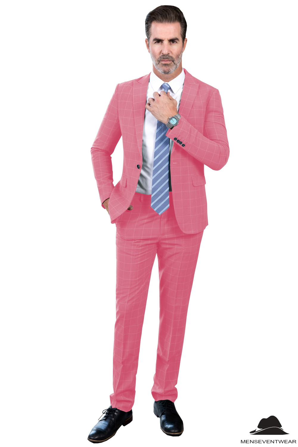 Formal Mens Suit 2 Pieces Business Plaid Solid Peak Lapel Tuxedos (Blazer+Pants) mens event wear