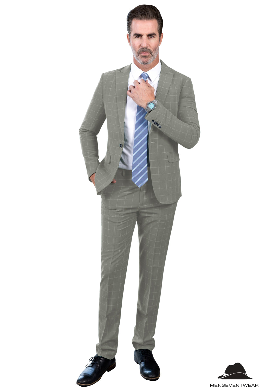 Formal Mens Suit 2 Pieces Business Plaid Solid Peak Lapel Tuxedos (Blazer+Pants) mens event wear