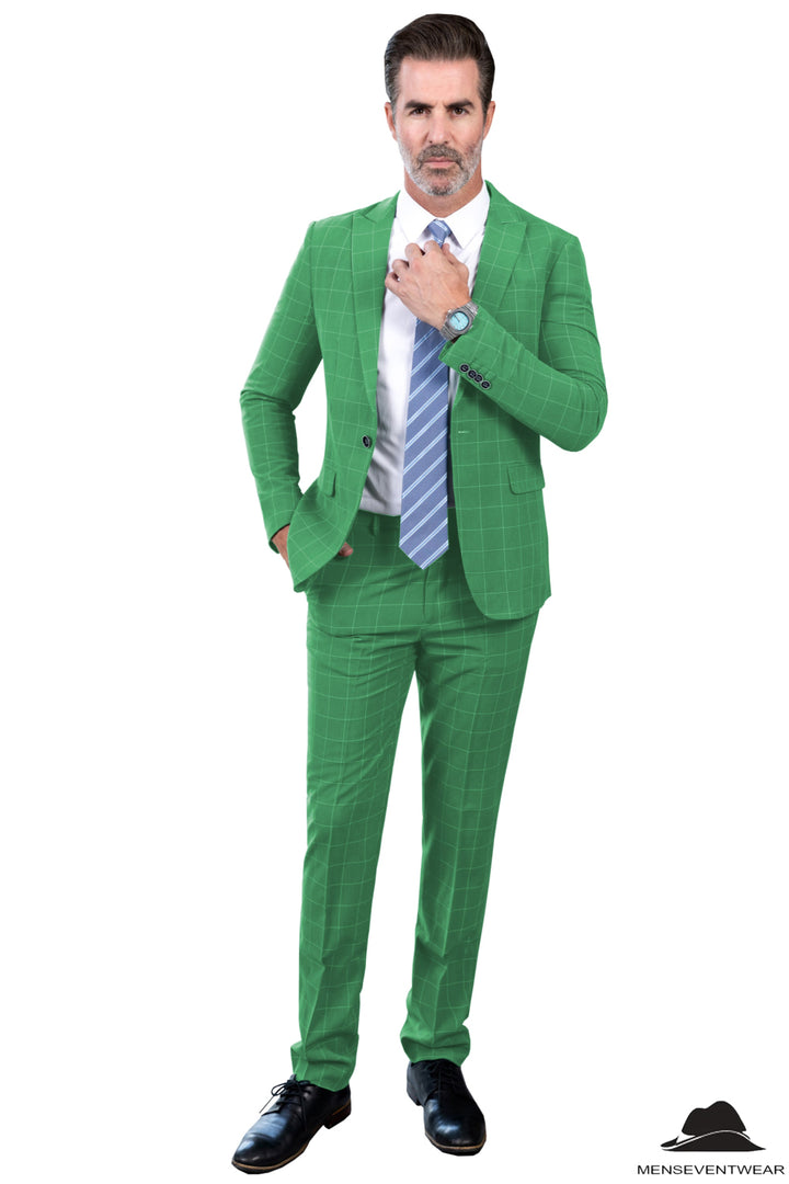 Formal Mens Suit 2 Pieces Business Plaid Solid Peak Lapel Tuxedos (Blazer+Pants) mens event wear