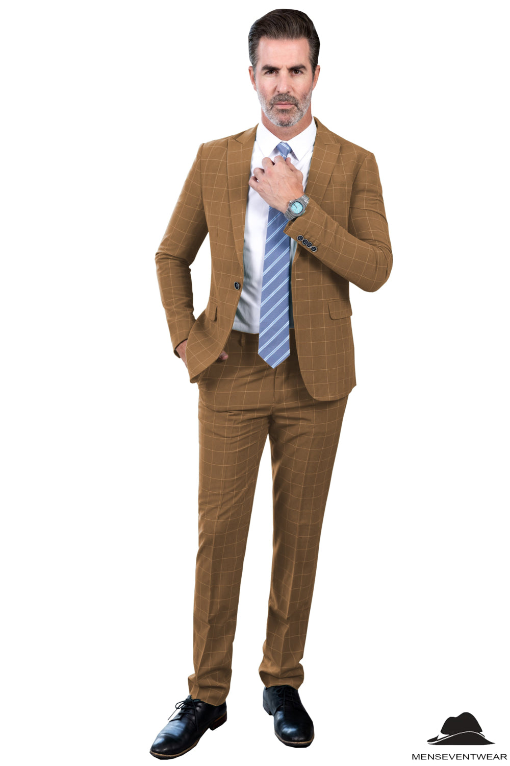 Formal Mens Suit 2 Pieces Business Plaid Solid Peak Lapel Tuxedos (Blazer+Pants) mens event wear