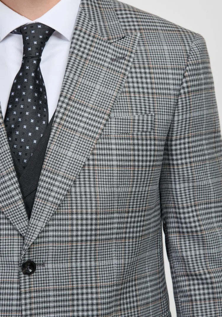 Men's 3 Pieces Formal Plaid Peak Lapel Suit (Blazer+Vest+Pants) mens event wear