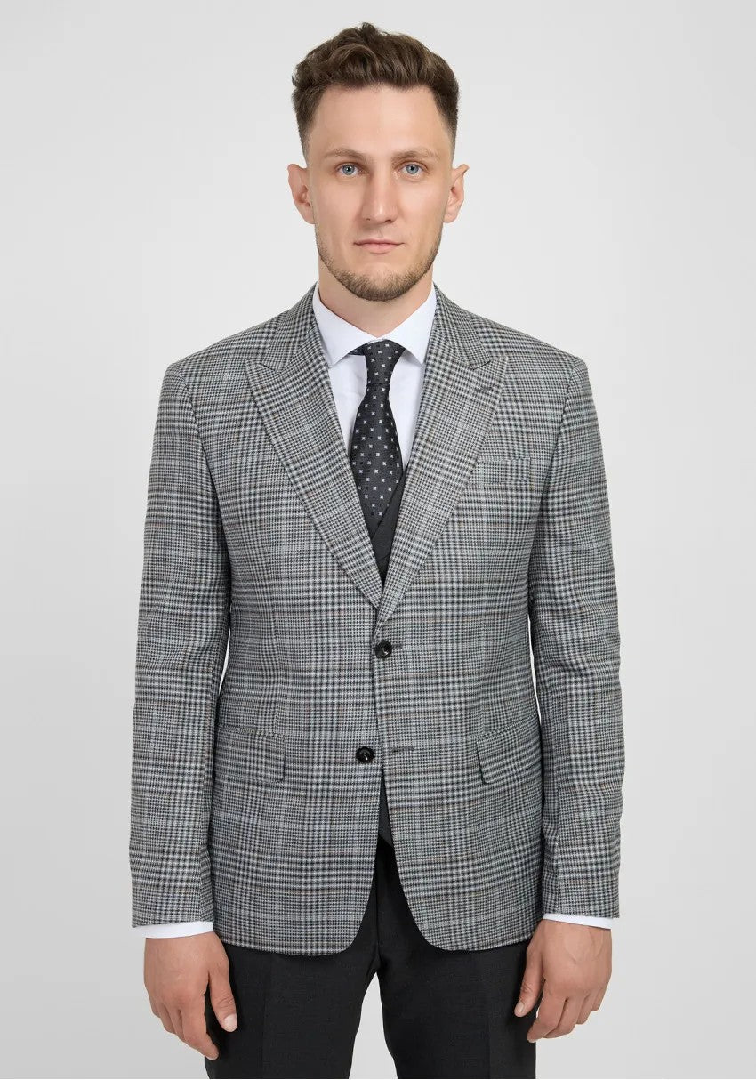 Men's 3 Pieces Formal Plaid Peak Lapel Suit (Blazer+Vest+Pants) mens event wear