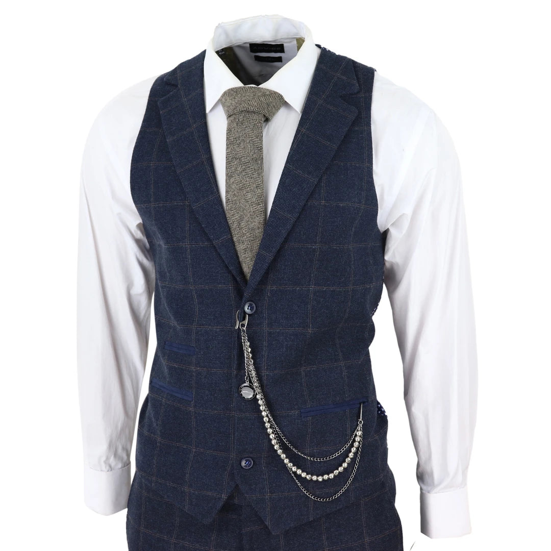 Men's 3 Pieces Mens Formal Tweed Plaid Notch Lapel Suit (Blazer+vest+Pants) mens event wear