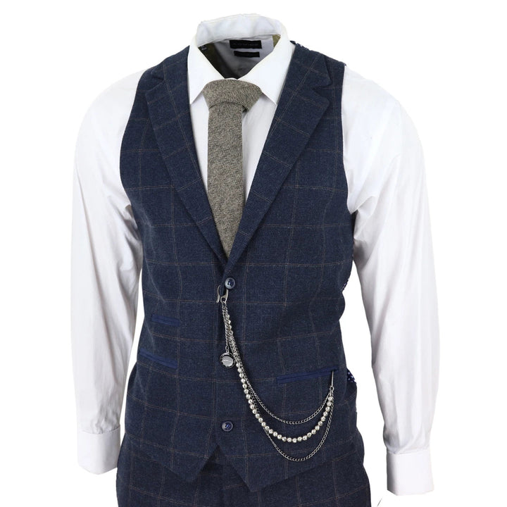 Men's 3 Pieces Mens Formal Tweed Plaid Notch Lapel Suit (Blazer+vest+Pants) mens event wear