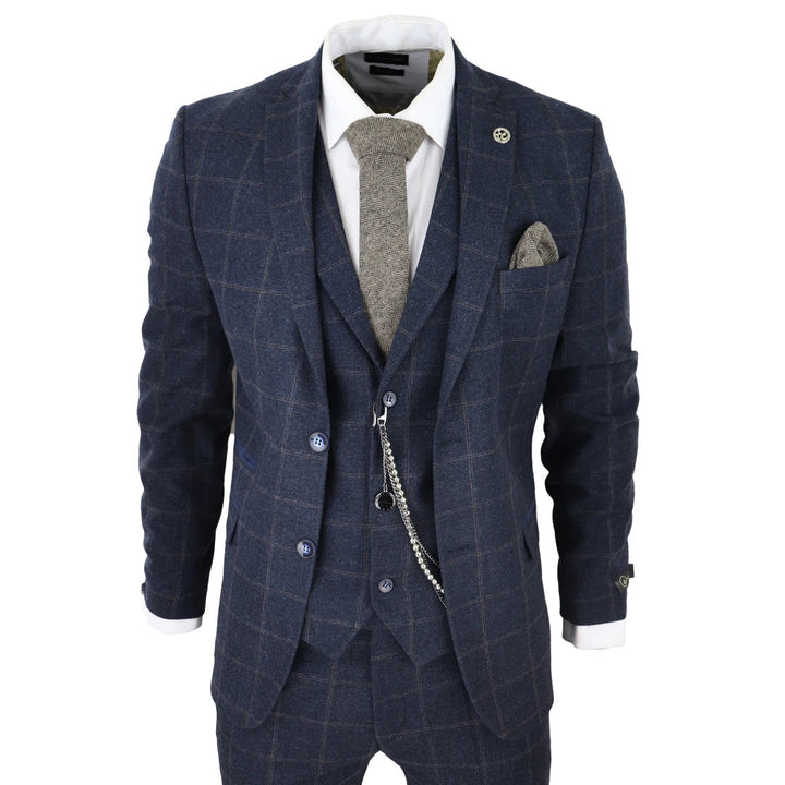 Men's 3 Pieces Mens Formal Tweed Plaid Notch Lapel Suit (Blazer+vest+Pants) mens event wear