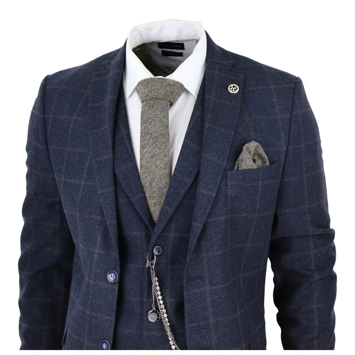 Men's 3 Pieces Mens Formal Tweed Plaid Notch Lapel Suit (Blazer+vest+Pants) mens event wear