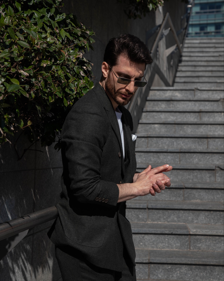 Men's Casual 2 Pieces Mens Suit Classic Tweed Peak Lapel Tuxedos (Blazer+Pants) mens event wear