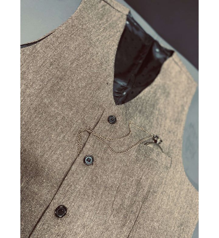 Men's Casual 3 Pieces Mens Suit Classic Tweed Notch Lapel Tuxedos (Blazer+vest+Pants) mens event wear