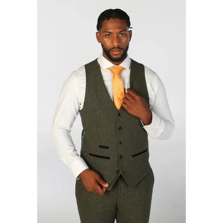 Men's Casual 3 Pieces Mens Suit Tweed Notch Lapel Tuxedos (Blazer+vest+Pants) mens event wear