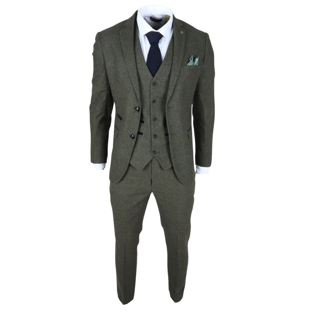 Men's Casual 3 Pieces Mens Suit Tweed Notch Lapel Tuxedos (Blazer+vest+Pants) mens event wear