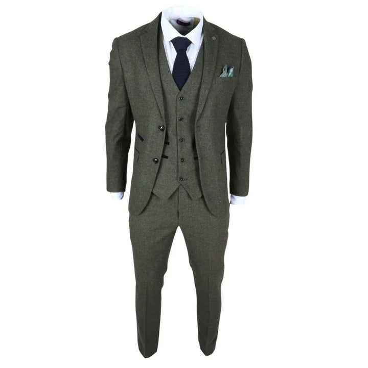 Men's Casual 3 Pieces Mens Suit Tweed Notch Lapel Tuxedos (Blazer+vest+Pants) mens event wear