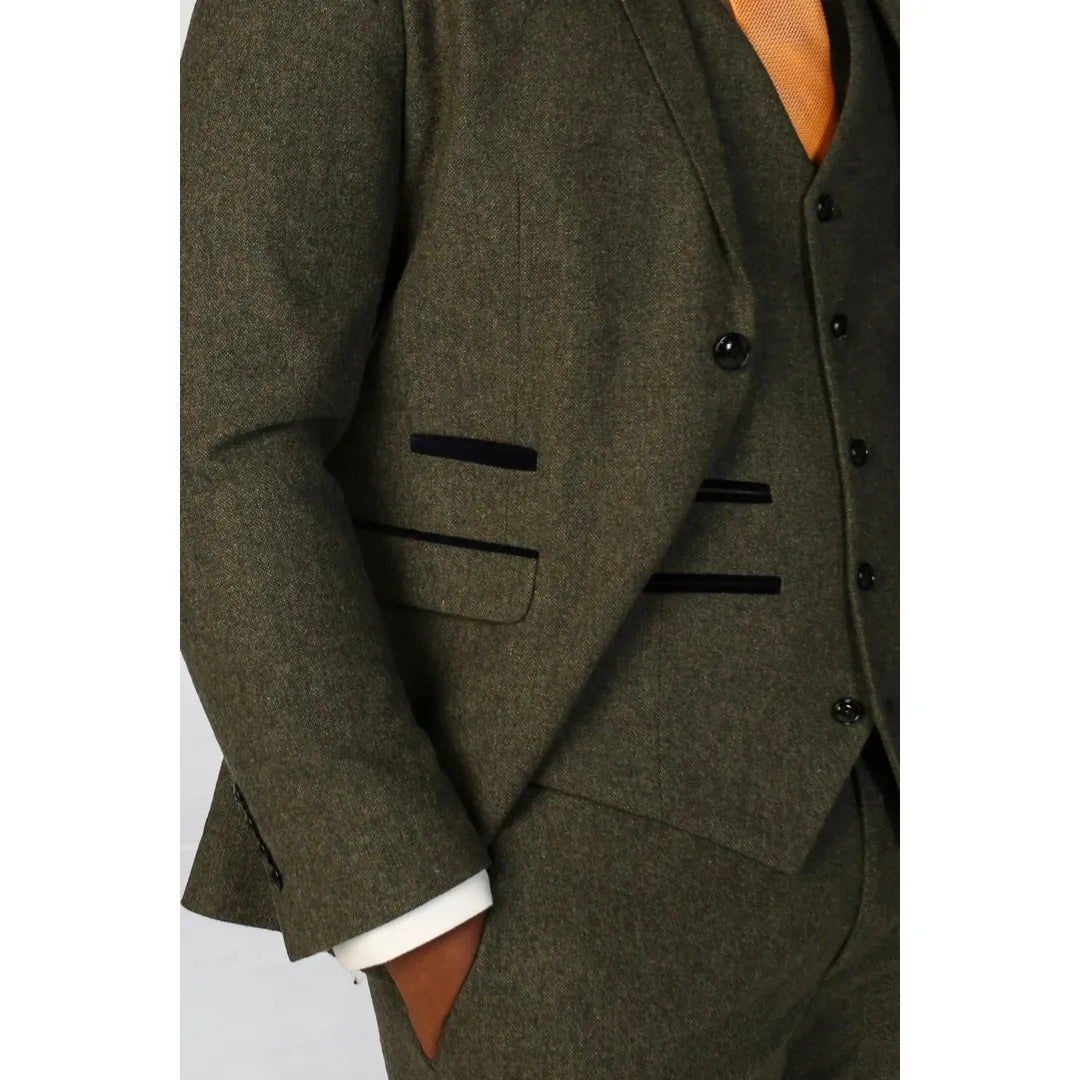 Men's Casual 3 Pieces Mens Suit Tweed Notch Lapel Tuxedos (Blazer+vest+Pants) mens event wear
