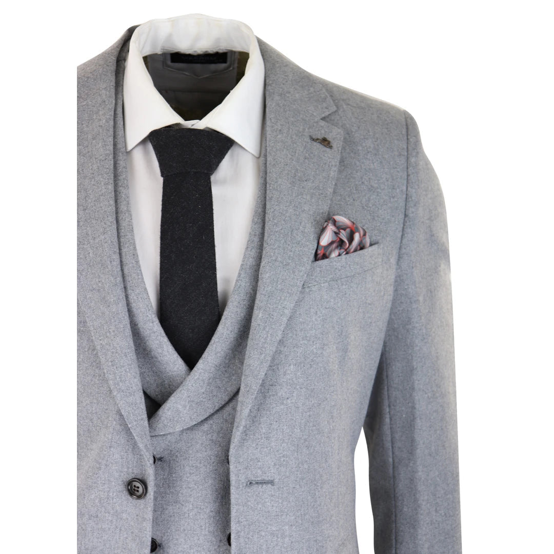 Men's Casual 3 Pieces Mens Suit Tweed Notch Lapel Tuxedos (Blazer+vest+Pants) mens event wear