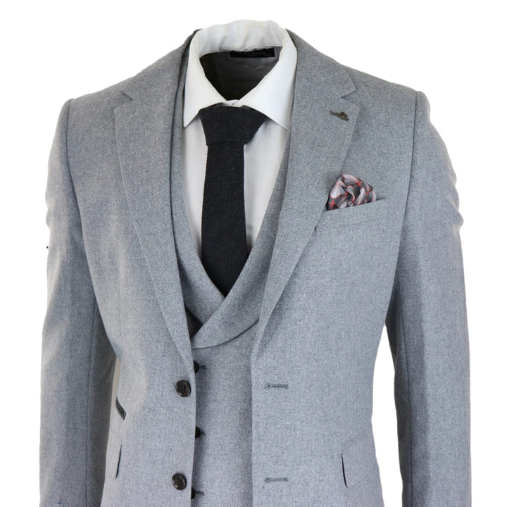 Men's Casual 3 Pieces Mens Suit Tweed Notch Lapel Tuxedos (Blazer+vest+Pants) mens event wear