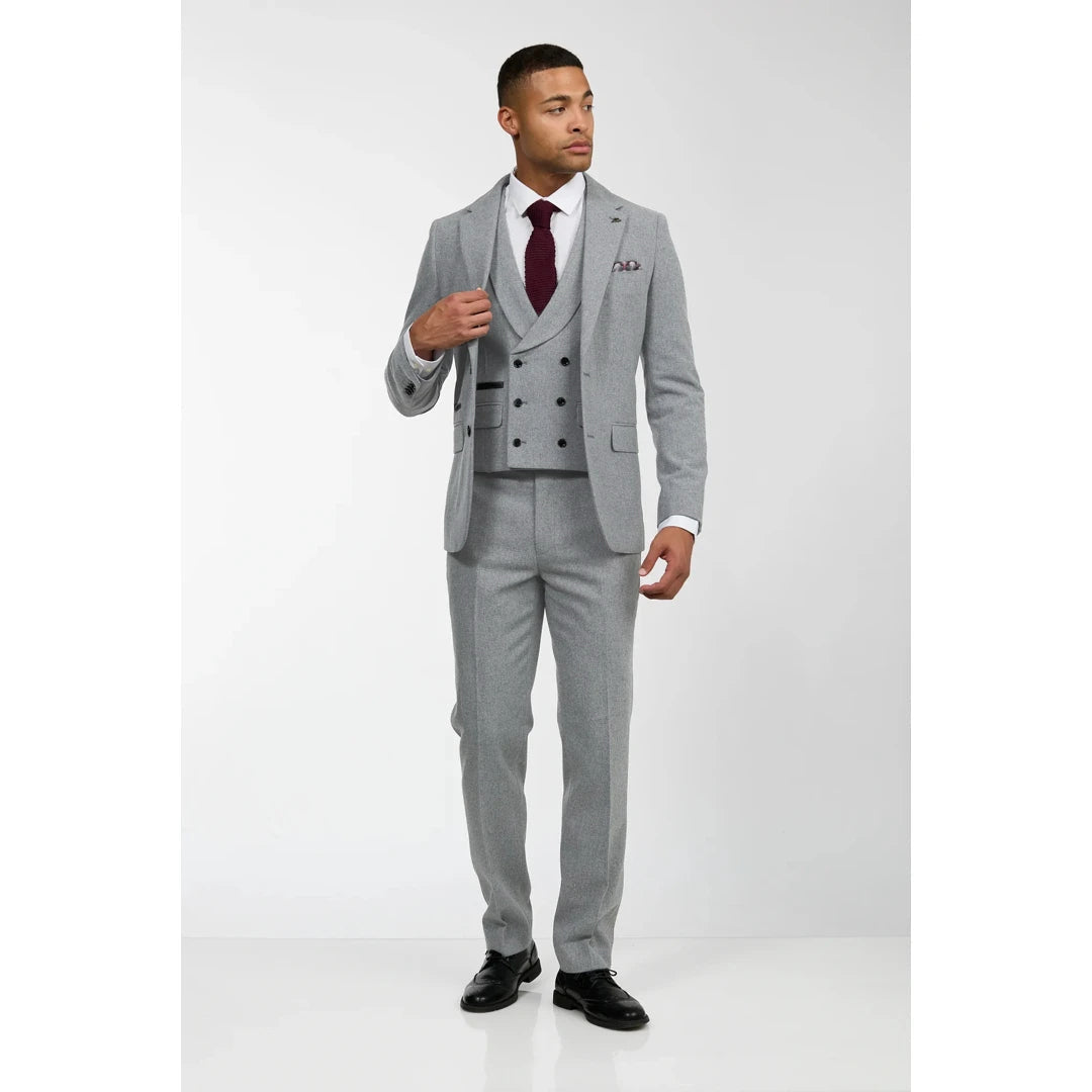 Men's Casual 3 Pieces Mens Suit Tweed Notch Lapel Tuxedos (Blazer+vest+Pants) mens event wear