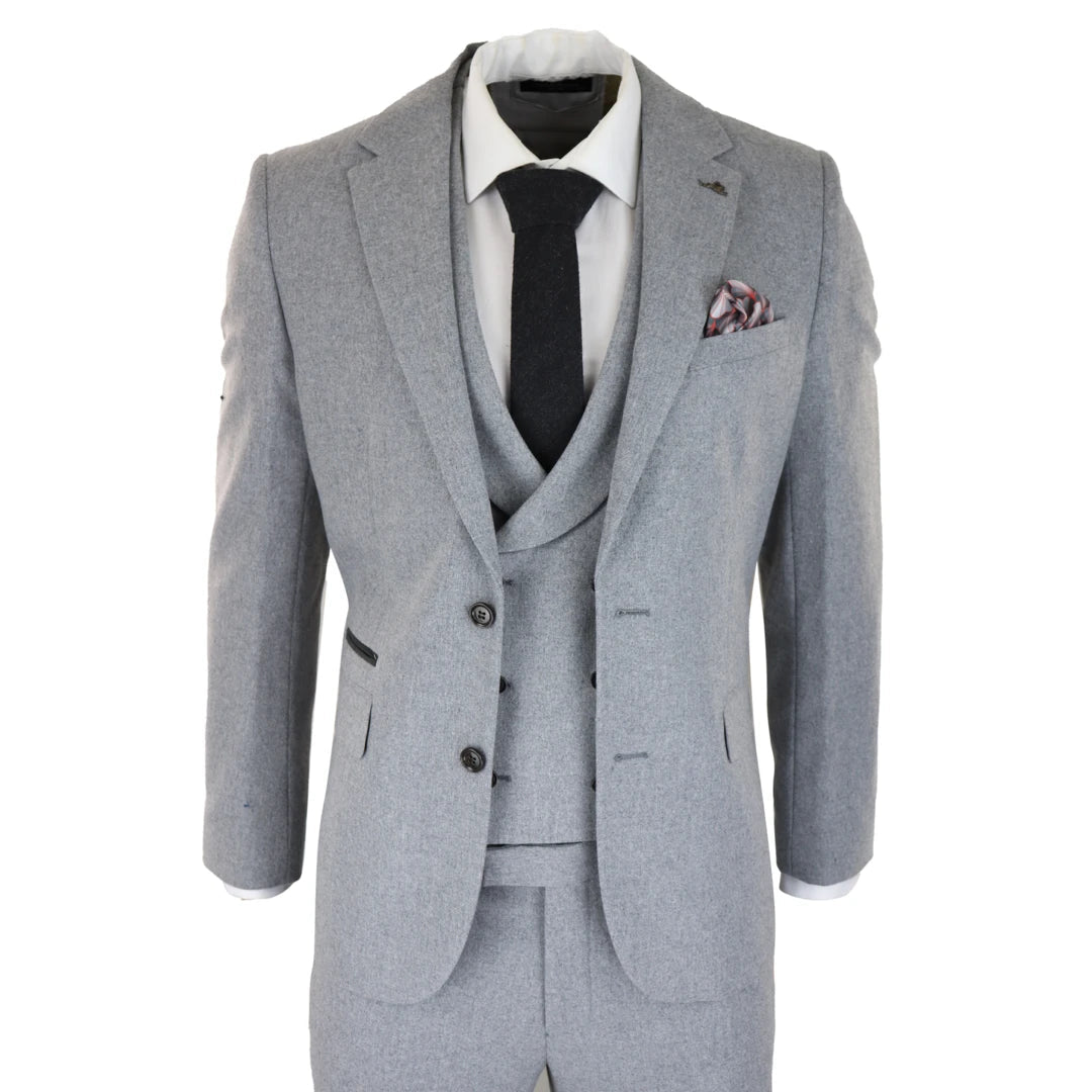 Men's Casual 3 Pieces Mens Suit Tweed Notch Lapel Tuxedos (Blazer+vest+Pants) mens event wear