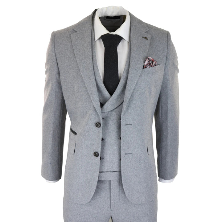 Men's Casual 3 Pieces Mens Suit Tweed Notch Lapel Tuxedos (Blazer+vest+Pants) mens event wear