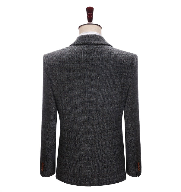 Men's Formal Dark Grey Plaid Notch Lapel Blazer mens event wear