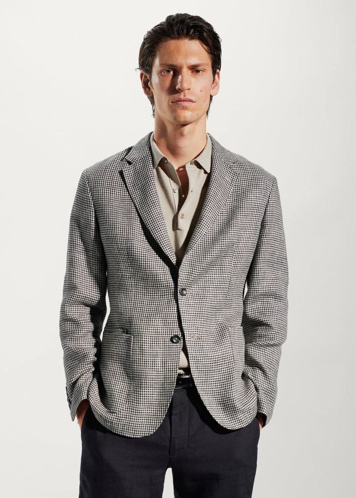 Menseventwear Formal Men's Houndstooth Notch Lapel Blazer mens event wear