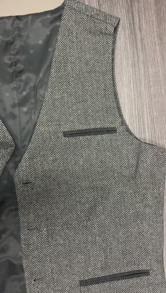 Menseventwear Casual Men's Retro Tweed Herringbone V Neck Waistcoat