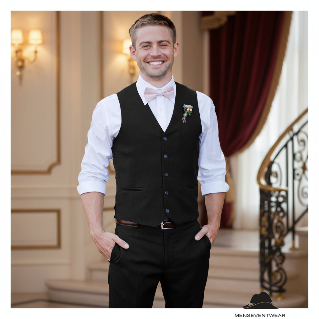 Menseventwear 2 Pieces Mens Suit Flat V Neck Vest Suit For Wedding (Vest + Pants) Light Brown / 4XL Menseventwear 2 Pieces Mens Suit Flat V Neck Vest Suit For Wedding (Vest + Pants) Light Brown / 4XL
