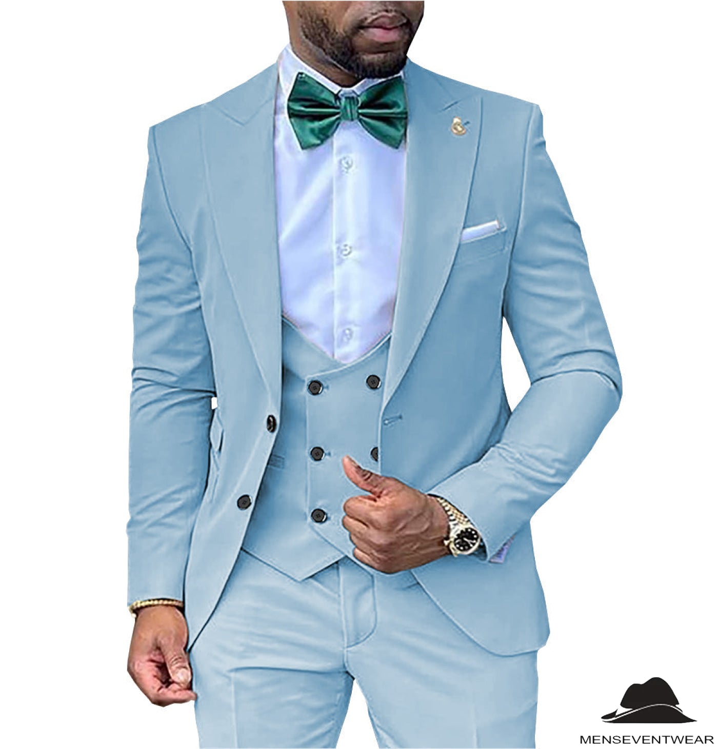 Casual Men s 3 Piece Men s Suit Solid Color Flat Peak Lapel Tuxedo