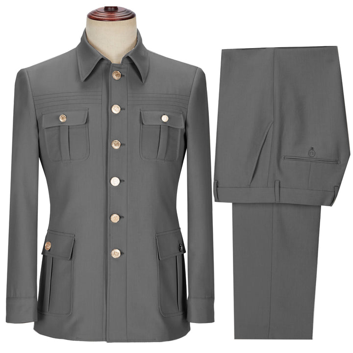 Classic Men's 2 pieces Mens Suit Stand Lapel Flat Tuxedos (Blazer+Pants) mens event wear