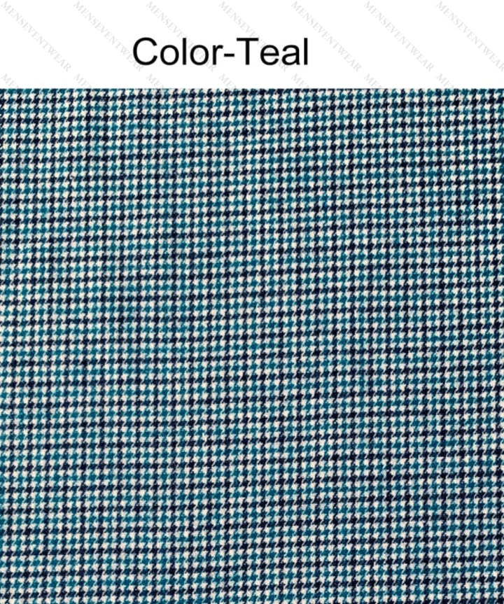 Fashion Men's 3 Pieces Houndstooth Notch Lapel Tuxedos (Blazer+vest+Pants) mens event wear