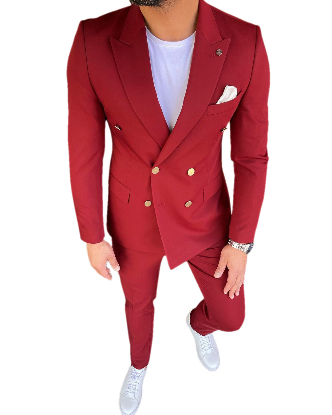 Formal 3 Pieces Mens Suit Slim Fit Flat Peak Lapel Tuxedos (Blazer+Pants) mens event wear