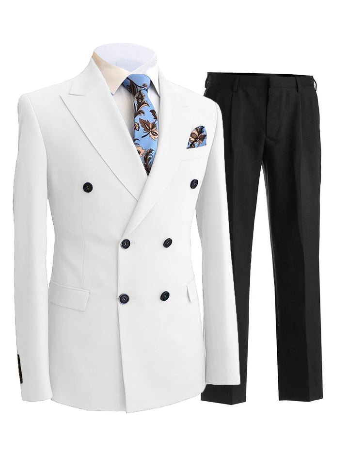 Formal Men's 2 Pieces Solid Slim Fit Peak Lapel Mens Suit (Blazer+Pants) mens event wear