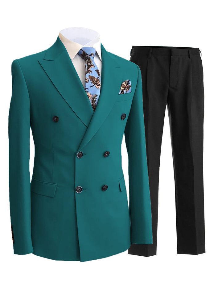 Formal Men's 2 Pieces Solid Slim Fit Peak Lapel Mens Suit (Blazer+Pants) mens event wear