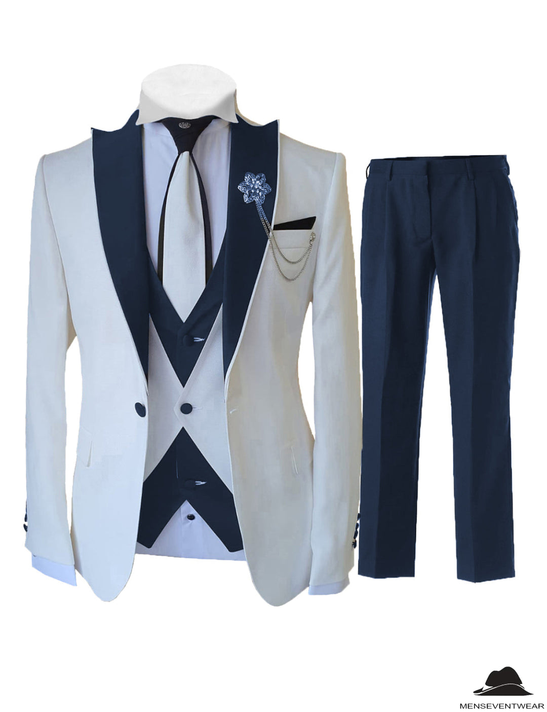 Formal Men's 3 Pieces Classic Flat Peak Lapel Tuxedos For Wedding (Blazer+vest+Pants) mens event wear