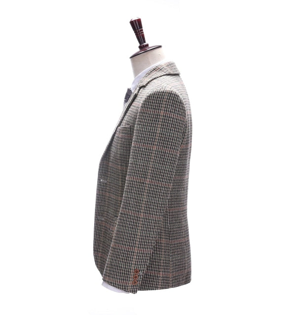 Formal Men's Business Khaki Plaid Notch Lapel Blazer mens event wear