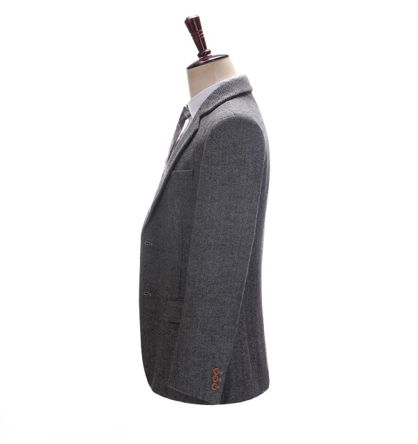 Formal Men's Herringbone Notch Lapel Blazer Business Jacket mens event wear